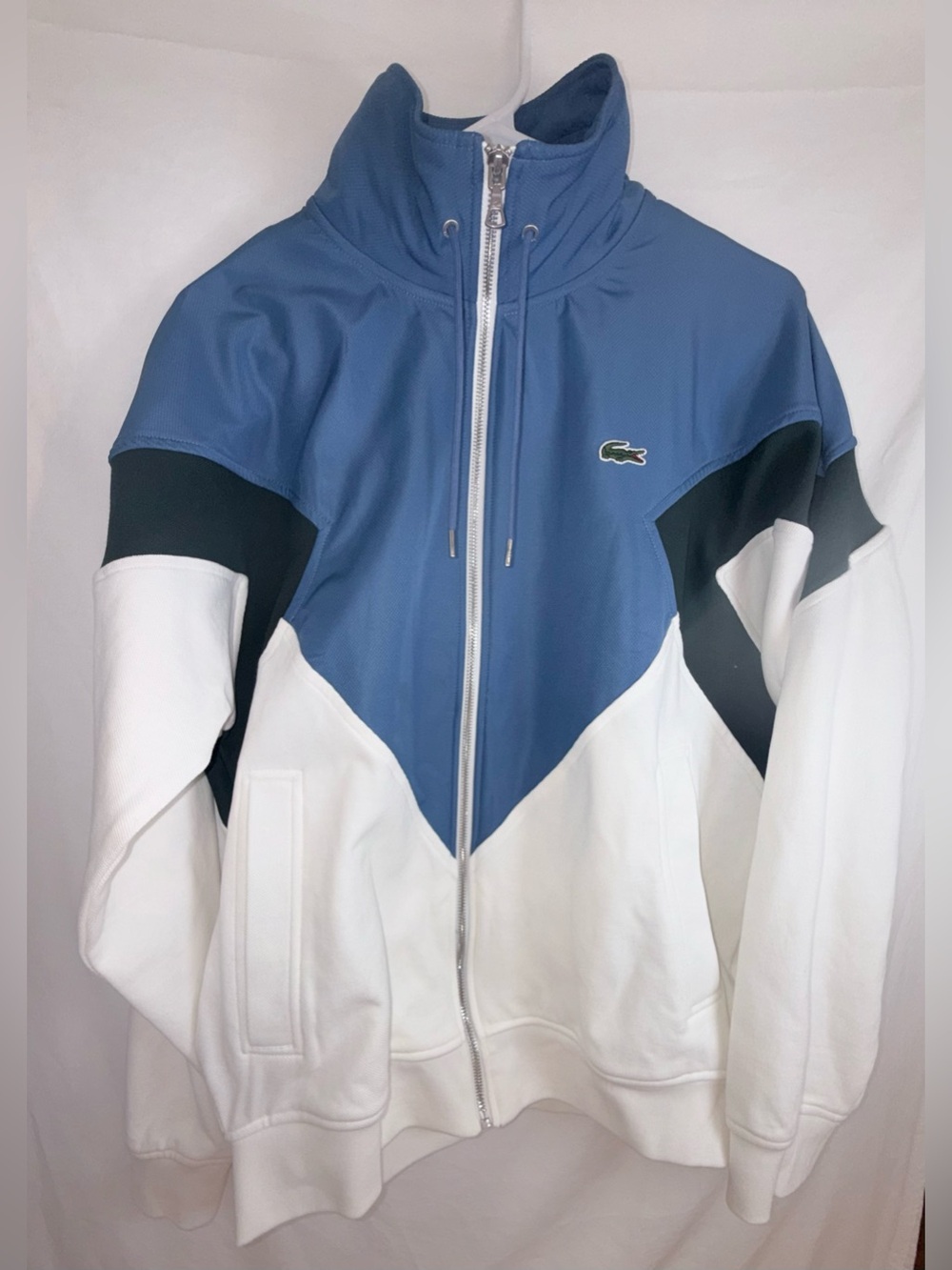 Lacoste Men's Blue, White & Black Colorblock Windbreaker